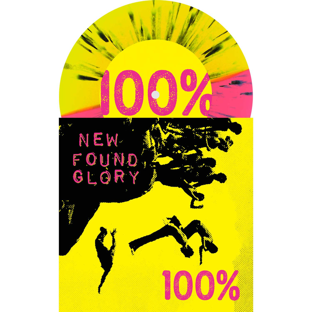 100% - Half Neon Yellow / Half Neon Pink w/ Heavy Black Splatter 7"