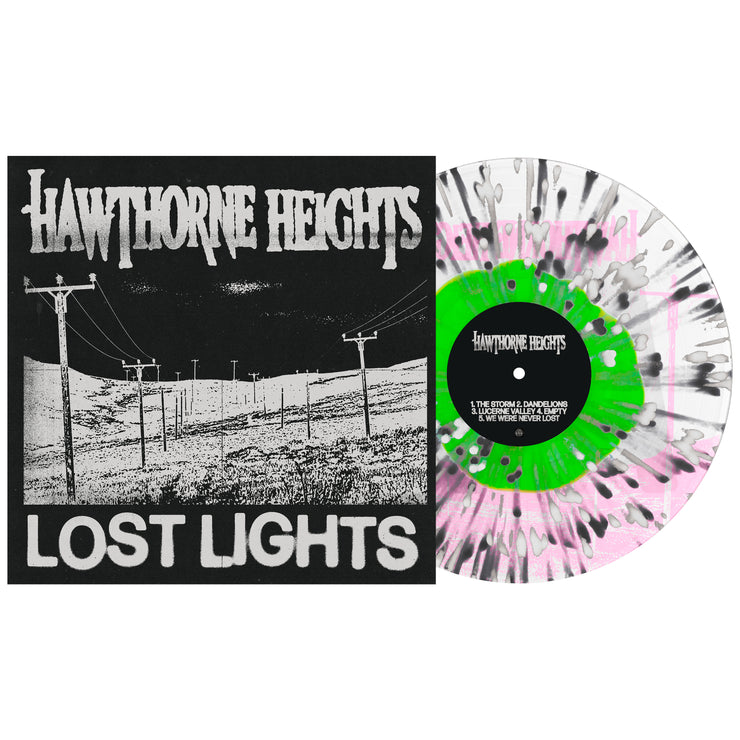 Lost Lights - Neon Green in Clear w/ Black & White Splatter LP