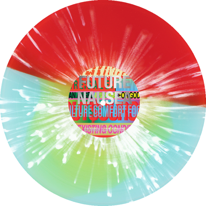 Future Nausea - Yellow in Half Red/Half Electric Blue w/ White Splatter LP