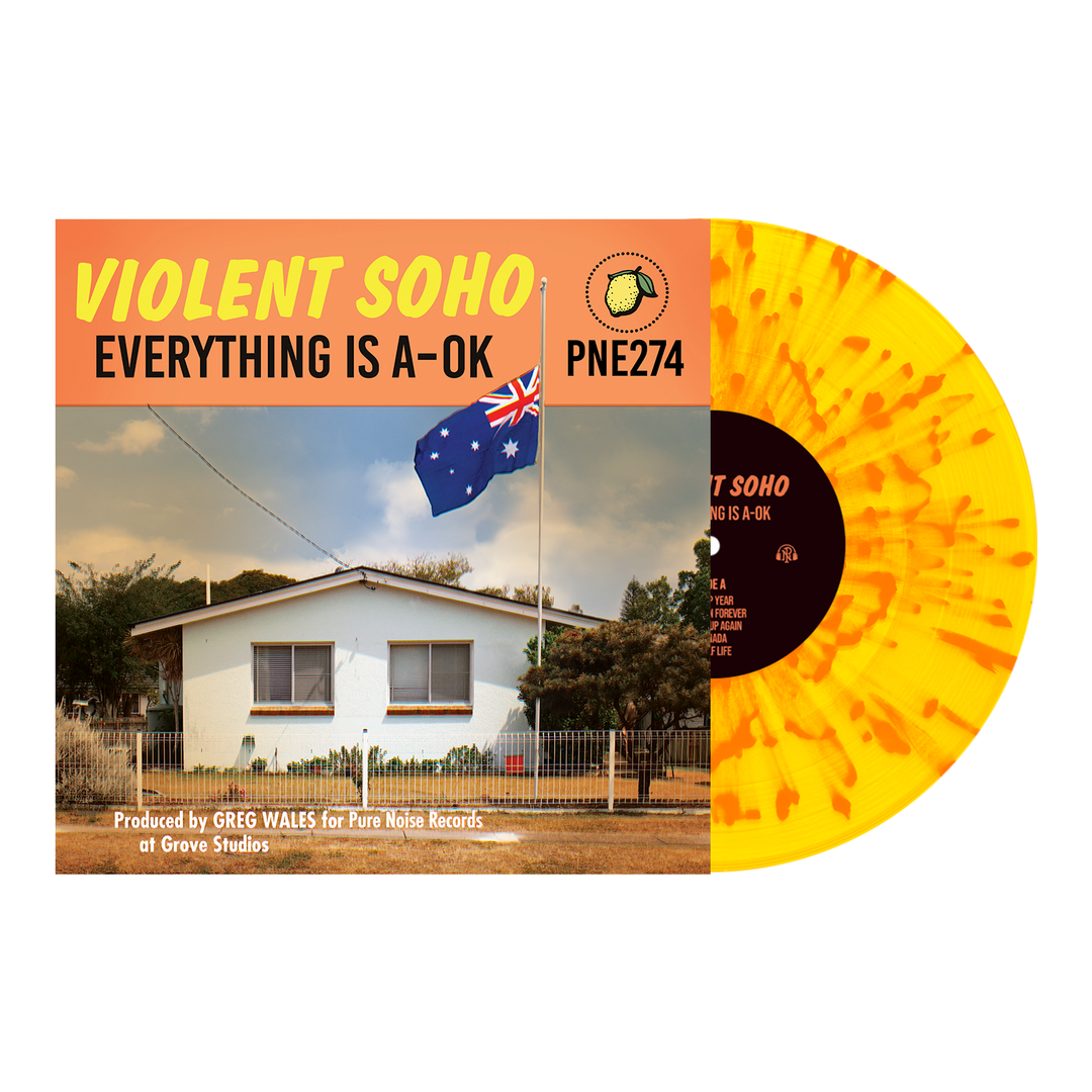 Everything is A-OK - Highlighter Yellow W/ Heavy Halloween Orange Splatter LP - Vinyl
