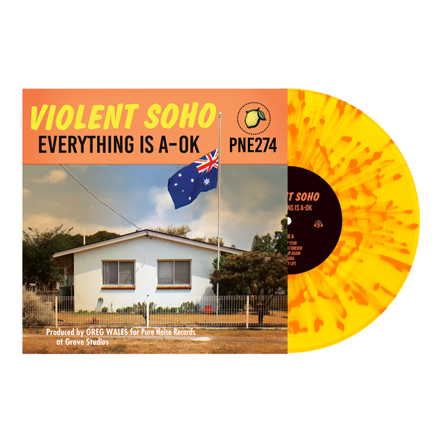 Everything is A-OK - Highlighter Yellow W/ Heavy Halloween Orange Splatter LP