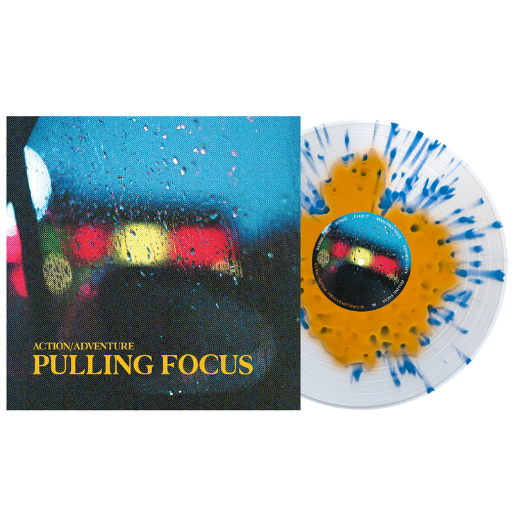 Pulling Focus – Orange Crush In Clear W/ Heavy Cyan Blue Splatter LP