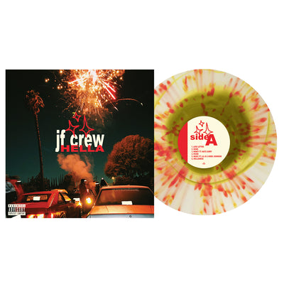 Hella - Various - Swamp Green in Clear with Heavy Red(ish) & Neon Orange Splatter - LP