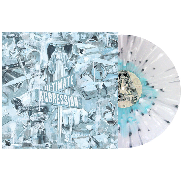 Ultimate Aggression - Electric Blue In Milky Clear W/ Heavy White & Silver Splatter LP