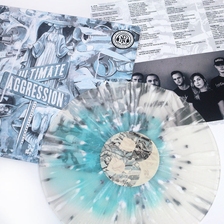 Ultimate Aggression - Electric Blue In Milky Clear W/ Heavy White & Silver Splatter LP